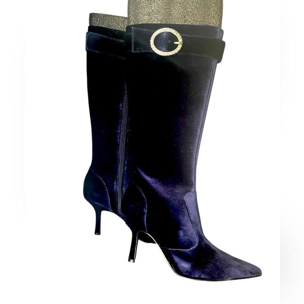 AK Anne Klein Navy Velvet Knee Boots size 6.5